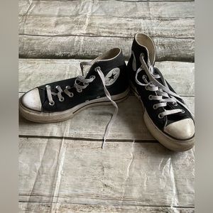 Black platform converse high tops